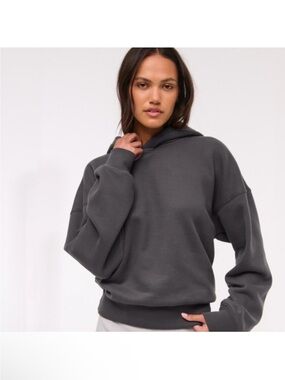 Abercrombie and Fitch A&F Sunday Hoodie Gray Charcoal Hooded Sweatshirt *Flaw*